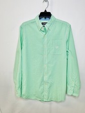 S Chaps Men Green Gingham Dress Shirt