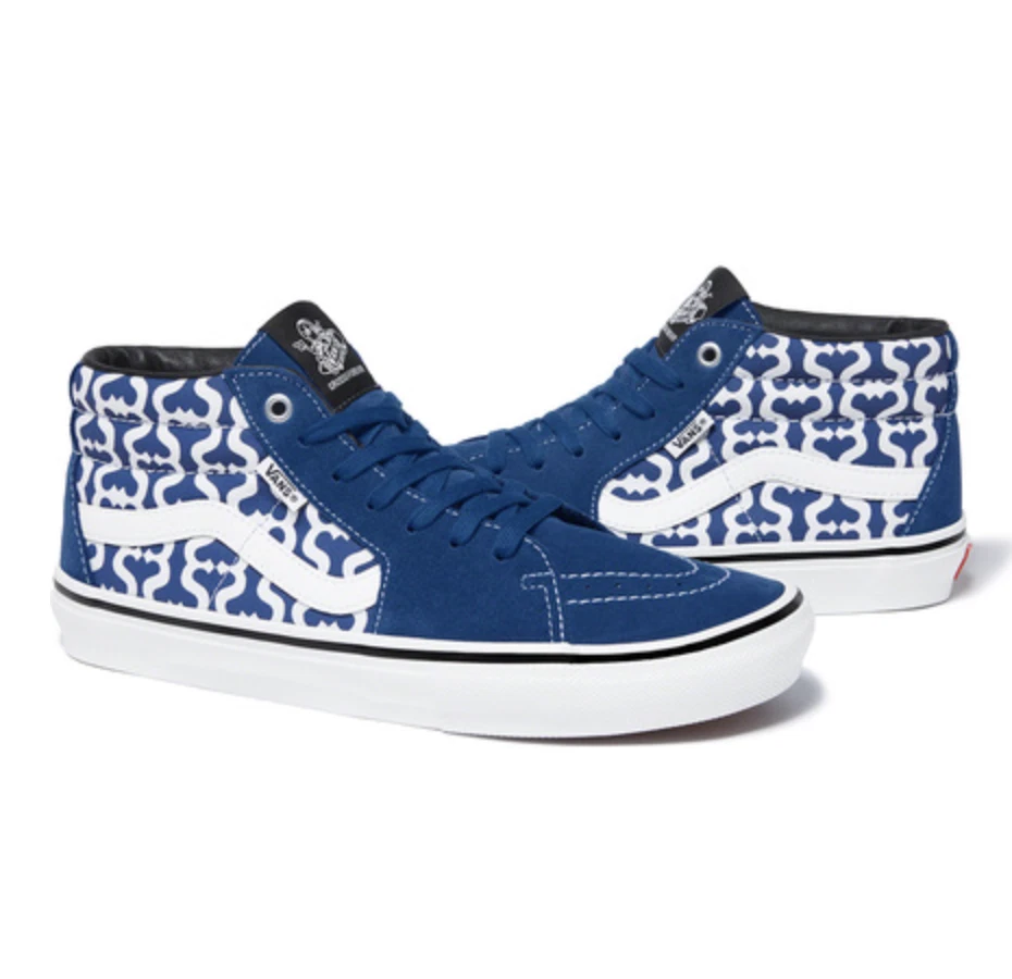 SUPREME VANS MONOGRAM S LOGO SKATE GROSSO MID (ROYAL) (SIZE 9.5) SS21 SKATE ERA