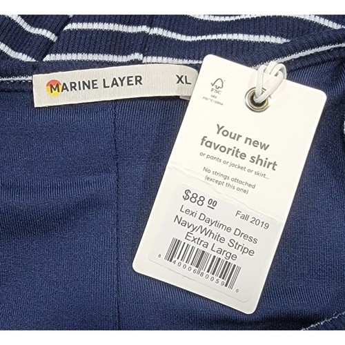 Marine Layer Lexi Daytime Midi Dress Blue/White Stripe size XL Fitted Soft Tank - Picture 6 of 7