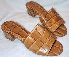 Freda Salvador Brown Embossed  Crocodile Open Toe Sandals  Size 7.5