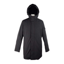 Refrigiwear Sleek Hooded Long Jacket With Zip And Button Closure