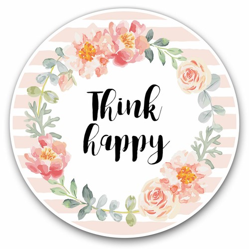 2 x Vinyl Stickers 30cm - Think Happy Pretty Flowers Cool Gift #14693 - 第 1/9 張圖片