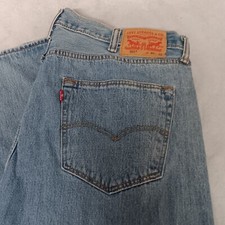 Levi's 501 Blue Jeans 40x32 Light Wash Straight Leg Button Fly