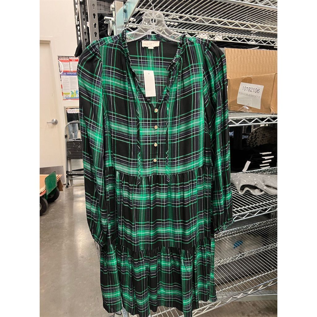 LOFT Women's XS Green Plaid Ruffle Swing Dress Knee Length Casual # ZZ LOFT Women's XS Green Plaid Ruffle Swing Dress Knee Length Casual # ZZ