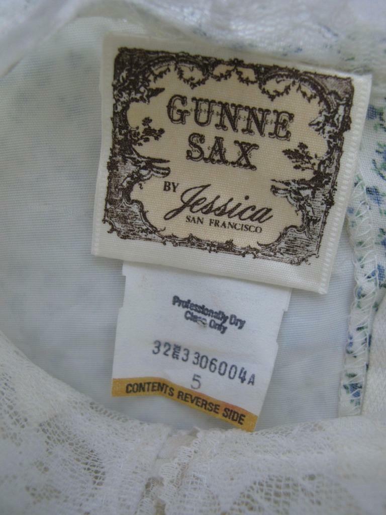 Vintage Gunne Sax Jessica McClintock Prairie Dress XXS 5 Blue Calico ...
