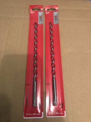 2 x Milwaukee 10 mm x 260 mm PREMIUM BETONBOHRER 4932471187 NEU
