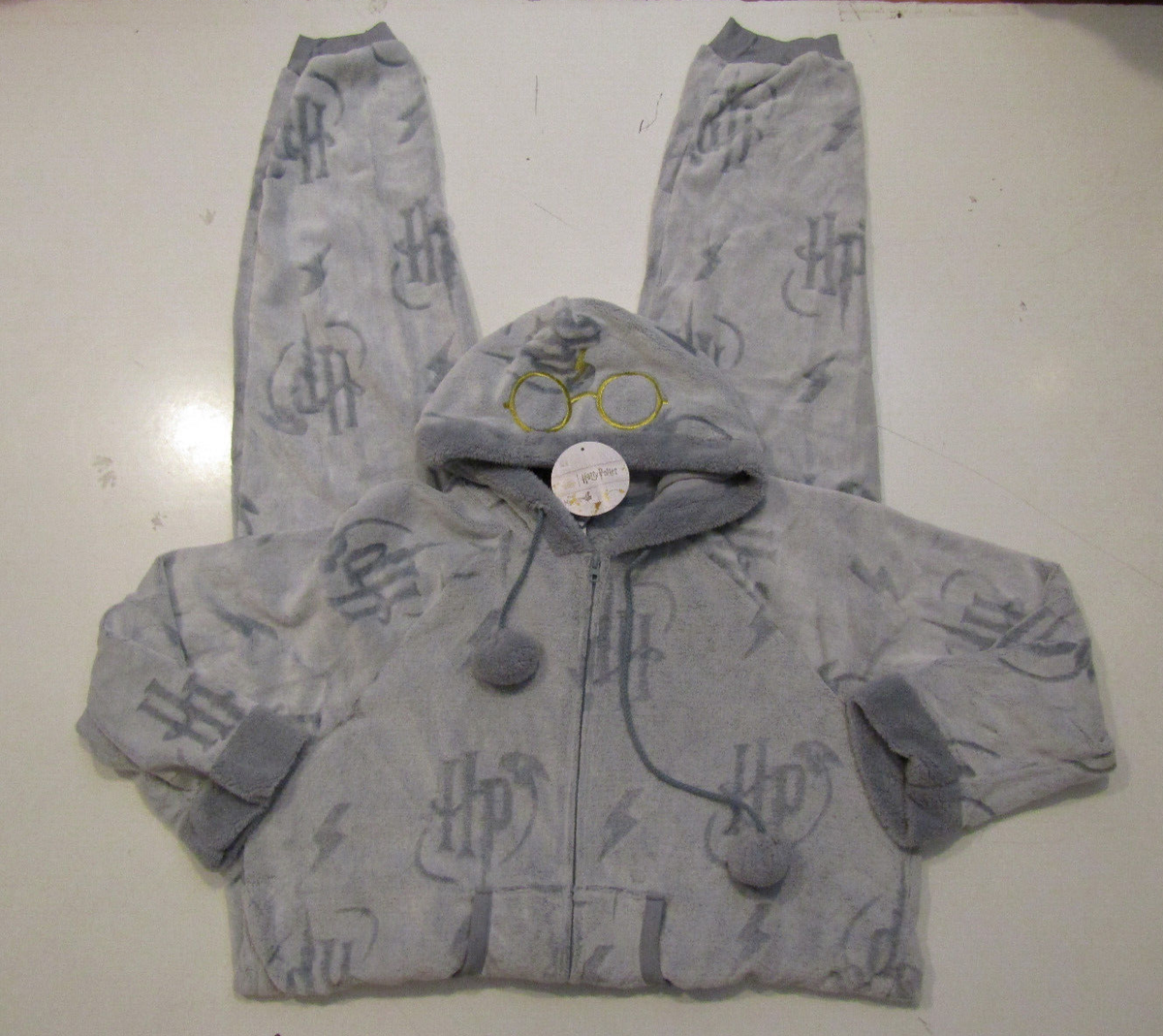 Wizarding World HARRY POTTER Gray One Piece Zip Hooded Fleece