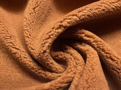 Recycled Eco Teddy Sherpa Fabric Material CARAMEL