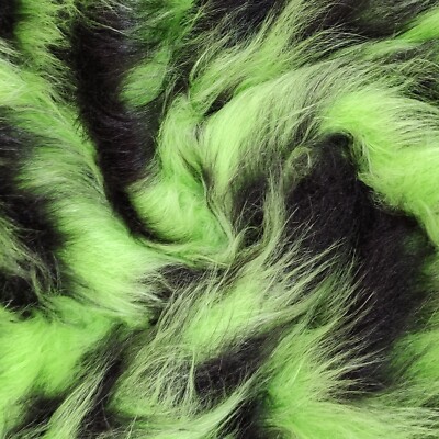 Langhaariger Kunstfellstoff - limette/schwarz - AC 356 / YF56