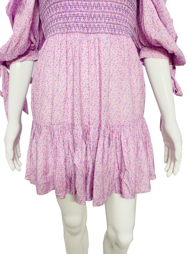 LoveShackFancy Imprimé Floral Femmes Brodé à Smocks Court Mini ROBE XS - Photo 7 sur 9