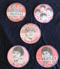 The Beatles (1964)All 5 2.5" Red Vari-Vue Flicker Vintage Music Pin-Back Button 