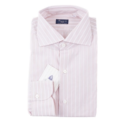 Finamore Napoli Light Blue Striped Cotton Shirt - Slim - 15.75/40