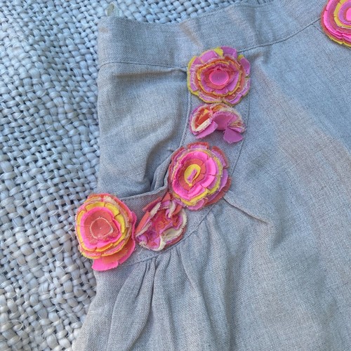 NWT Charabia girls 4 linen blend tan lined floral skirt with pockets - Picture 2 of 8
