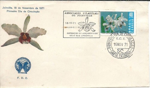 BRAZIL 1971 ORCHID Flowers on AFJ on First Day Cover