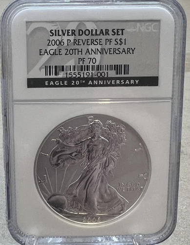 2006-P Silver Eagle Dollar Reverse Proof PF NGC PF70 20th Anniversary Set $1