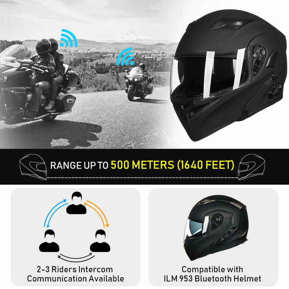 ILM USED Bluetooth Motorcycle Helmet Flip up Modular Dual Visor Intercom FM DOT Foto 3 de 4