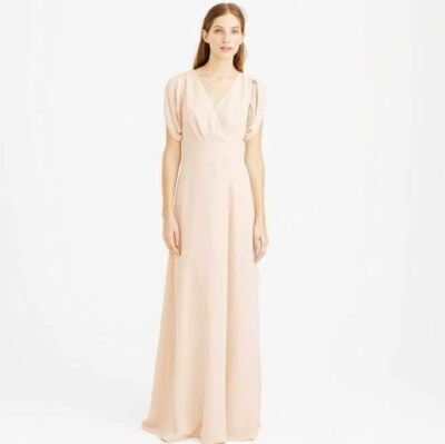 NEW 4 J CREW FORMAL FELICITY LONG DRESS IN DRAPEY MATTE CREPE CHAMPAGNE  IVORY | eBay
