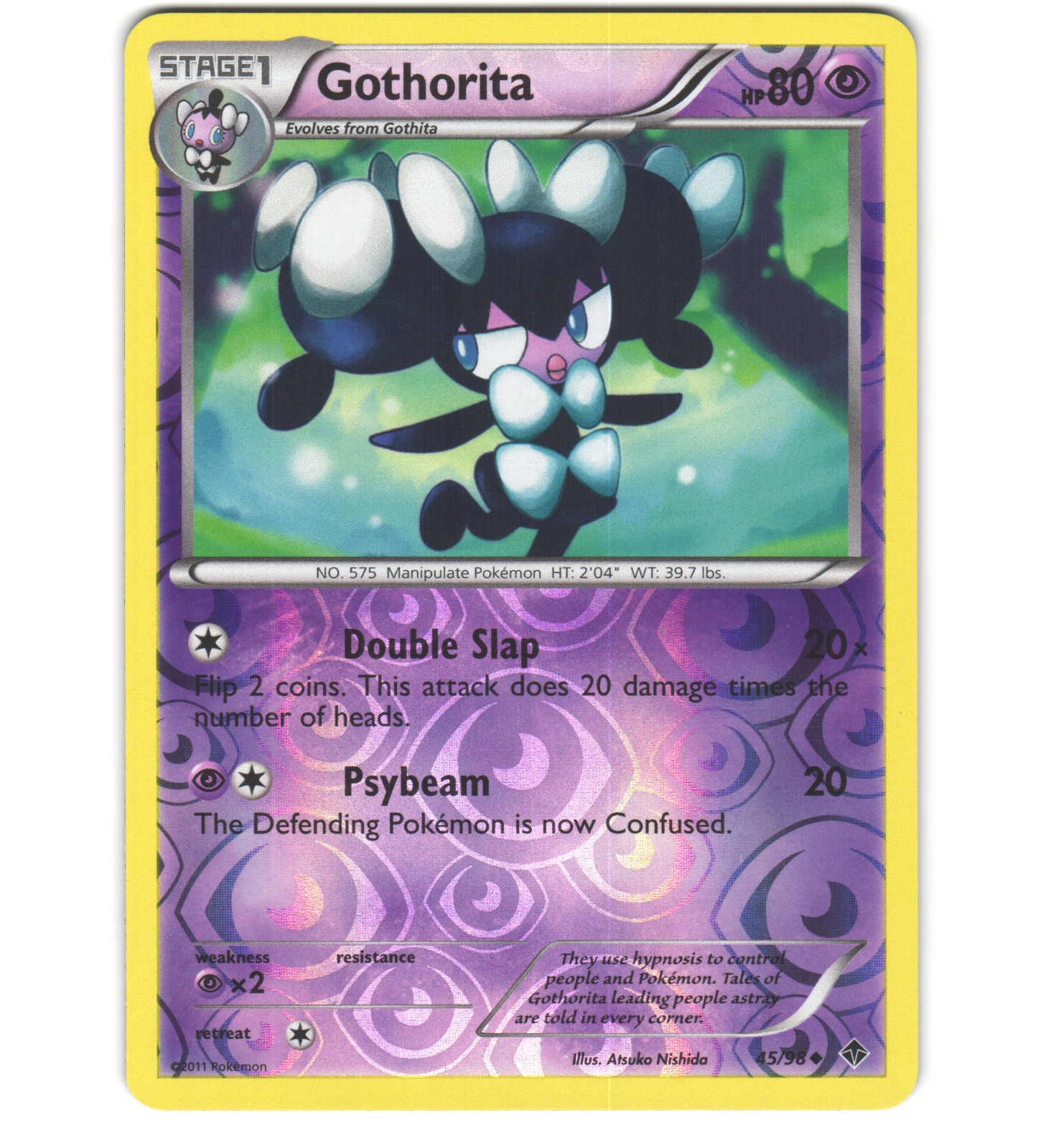 Pokemon 2011 Near Mint NM Gothorita Emerging Powers REVERSE 45/98 Card