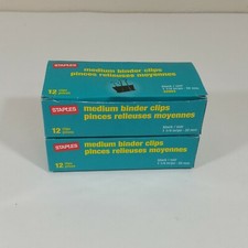 Staples Medium Binder Clips 2 boxes of 12 1 1/4 inch Black Sliver
