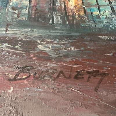 Vintage Caroline Burnett Paris Street Scene Arc de Triomphe Oil