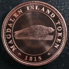 1 AVDP ounce of .999 fine copper Magdalen Island token of 1815 Beaver Bullion