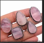 Rose Quartz Gemstone 925 Sterling Silver Plated Handmade Wholesale Lot Rings