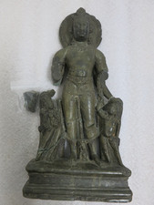 Antique Hindu SURYA with Dandi & Pingala (Chlorite, Basalt, Soapstone?) Statue