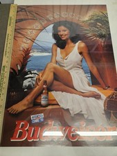 Budweiser Poster Beautiful Girl Model Bud Anheuser Busch Vintage