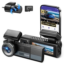 AZDOME 3CH 4K+1080P+1080P Dashcam Auto 4K WiFi Parkmodus Nachtsicht 64GB Karte