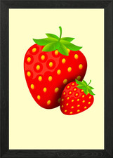 Fresh Strawberries Fruits Framed Wall Art Poster Canvas Print Picture