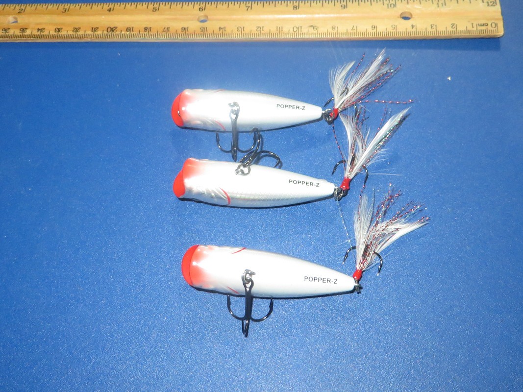 Lot of 3 AZuma Popper Z  TOPWATER Lures - Metalic Silver Green - Image 4