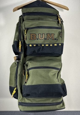 Vtg BUM Equipment LARGE Rolling Luggage Retractable Handle Duffel Bag Olive 30 
