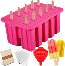 10-Cavity Silicone Popsicle Molds DIY Ice Pop Maker Ice Crea Molds