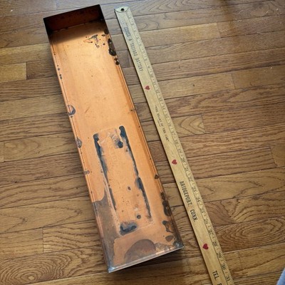 Vintage 1960s Solid Copper Window Box Planter Liner - 26'' Long - Rectangular