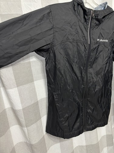 Columbia Windbreaker Black Waterproof Hooded Jacket Youth Medium 10/12 - Picture 6 of 12