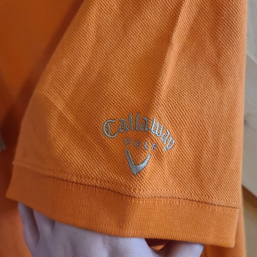 Polo sportiva Callaway Golf manica corta arancione cotone pettinato uomo nuova con etichetta taglia large - Foto 3 di 9