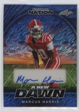 2025 Leaf Football Nation A New Dawn Blue Shimmer /7 Marcus Harris Auto 0u66