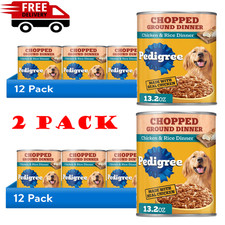 2 Pack Pedigree Chopped Ground Dinner Chicken Rice Wet Dog Food 13.2 oz 12Ct