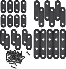 28pc Black Mending Plates for Wood Flat Straight Brackets Stainless Steel 4 Size