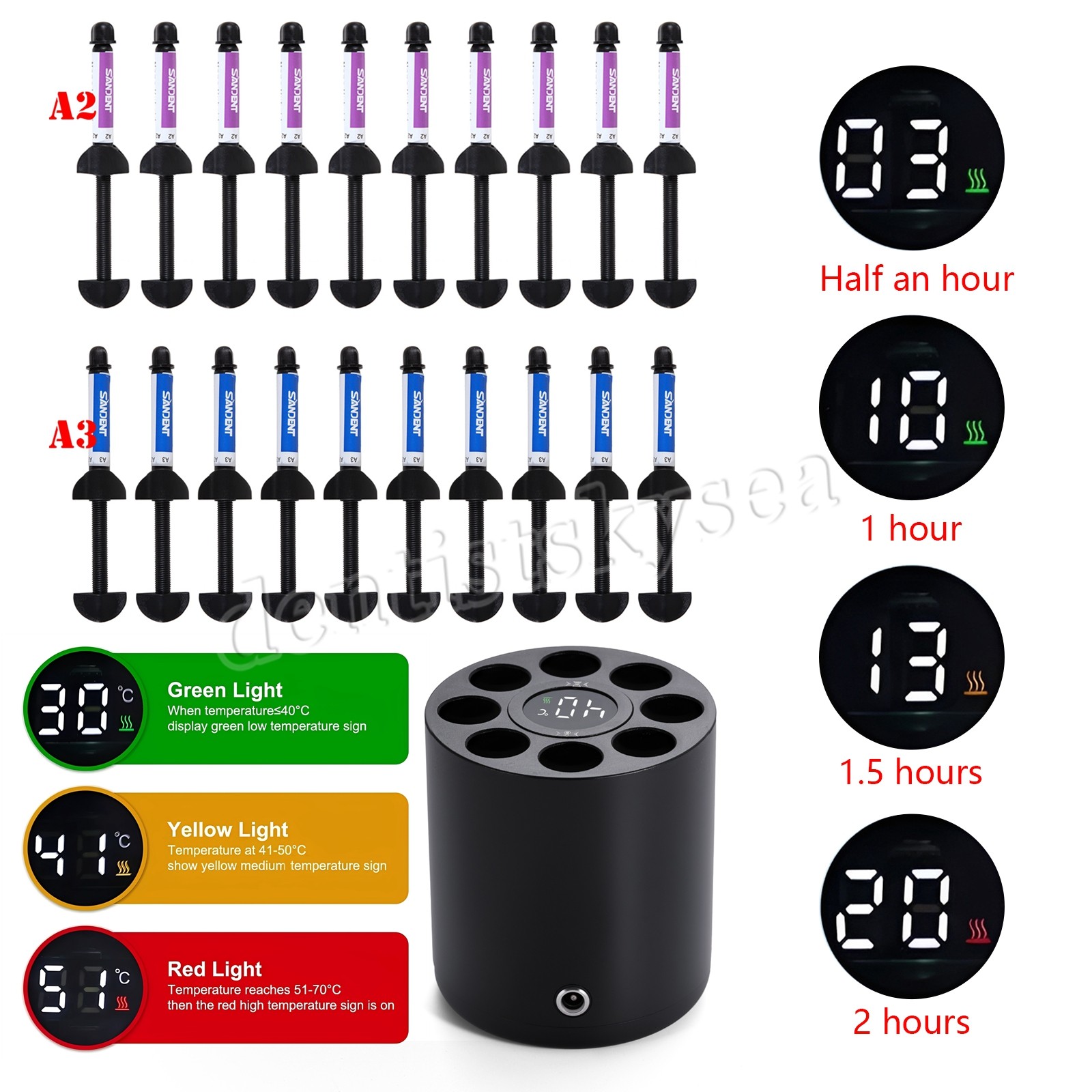 1-10 Dental Composite Resin Syringe A2/A3/Composite Resin Heater Material Warmer