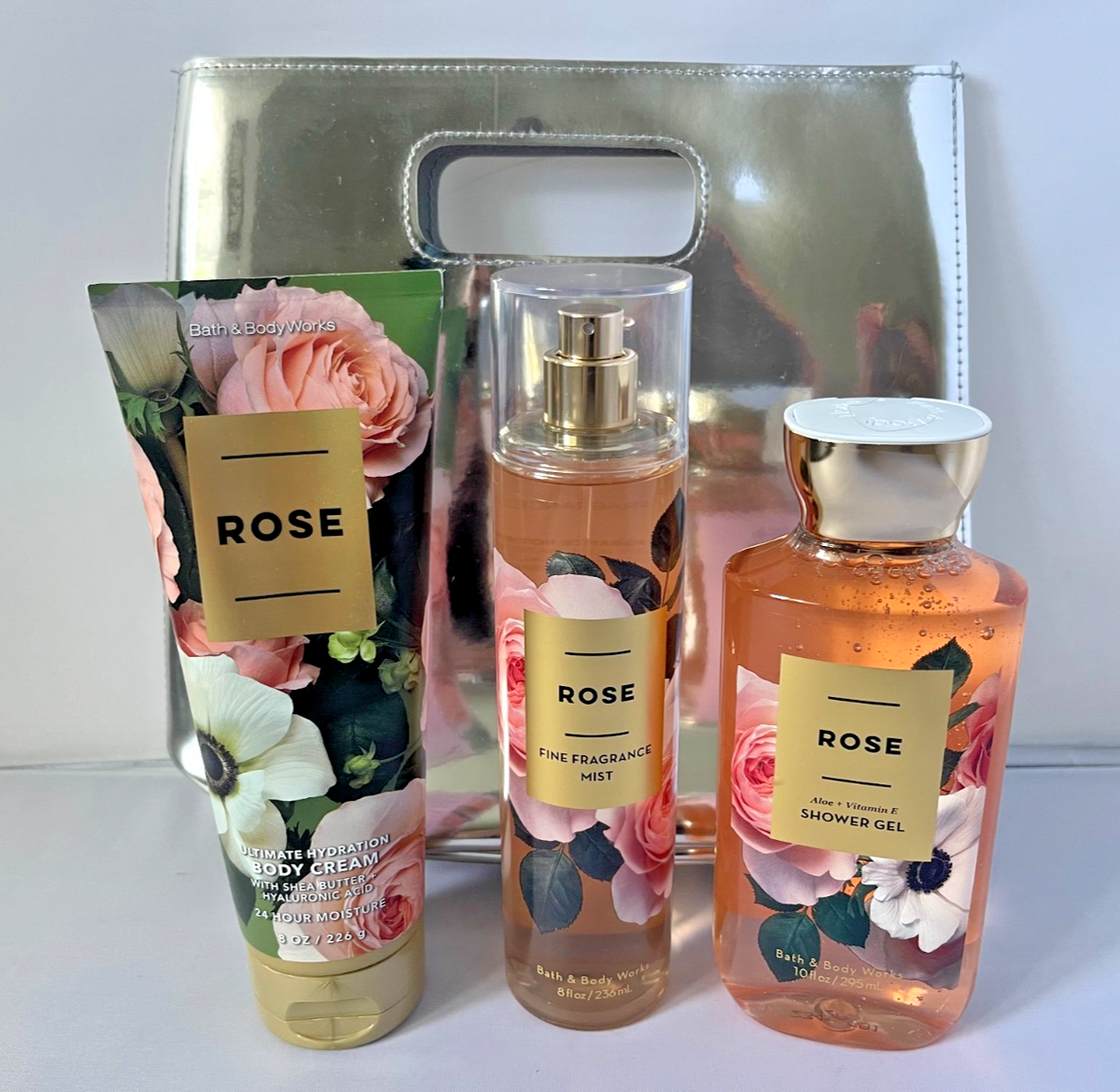 BATH BODY WORKS ROSE Mist Shower Gel Body Cream pc GIFT SET OF NEW