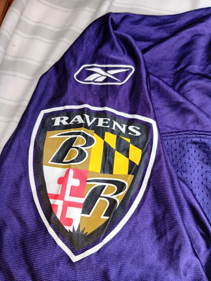 Camiseta deportiva vintage de los Baltimore Ravens Joe Flacco #5 Reebok talla grande púrpura Foto 3 de 4