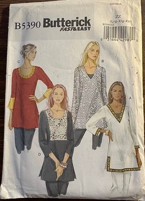 Butterick 4 Style Tunics Pattern #5390 Size Lg-Xlg-XXlg - UNCUT