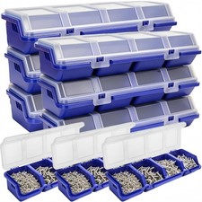 6 PCS 4 Compartment Screw Organizer Box Lid Small Parts Hardware Storage Bin