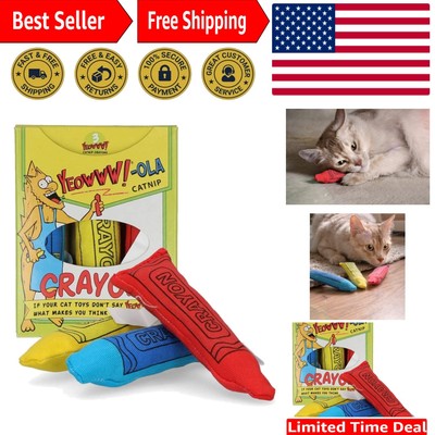 Vibrant Catnip Crayons Set - 3 Colorful Plush Toys for Engaging Playtime