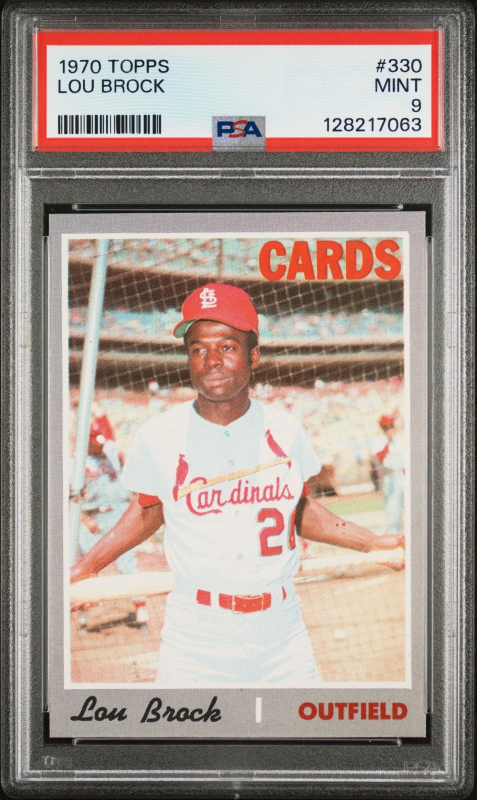 1970 Topps #330 Lou Brock PSA 9 MINT St. Louis Cardinals Baseball Card