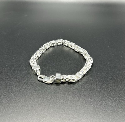 Echt 925 Sterlingsilber massiv flach byzantinisch Kette Gliederarmband 8'' 17,8 g
