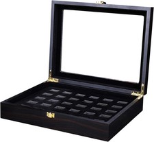 Championship Ring Display Case for Sports Rings 30 Slots, Black