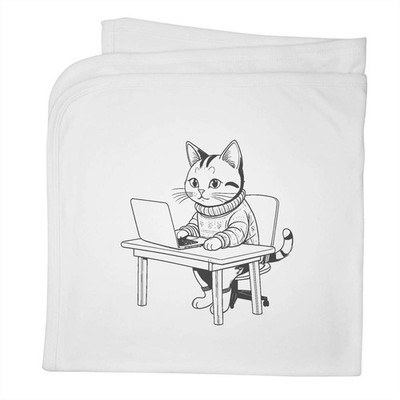 Babydecke/Tuch ''Cosy Cat on Laptop'' Baumwolle (BY00048354)