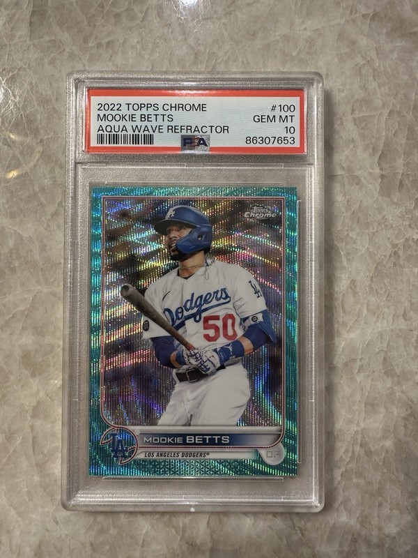 2022 Topps Chrome - Mookie Betts #100 Aqua Wave Refractor /199 PSA 10 GEM MINT